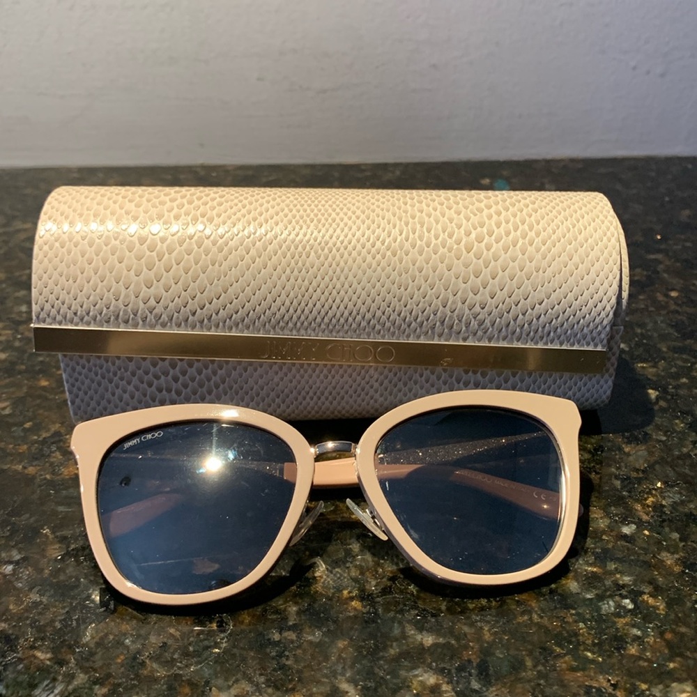 NWOT Jimmy Choo Fabrys Sunglasses Tan & Silver